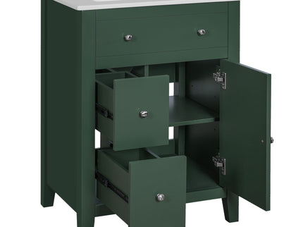 Bathroom Vanity With Basin, Rectangular Cabinet With 2 Drawers And Soft Closing Door