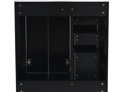 Ceramic Sink Combo, Freestanding Vanity Set With 3 Drawers & Soft Closing Doors