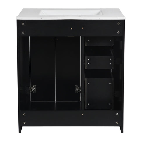 Ceramic Sink Combo, Freestanding Vanity Set With 3 Drawers & Soft Closing Doors