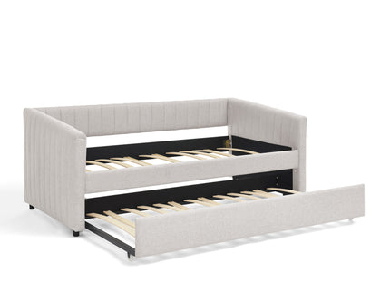 Upholstered Daybed With Trundle With Vertical Stripes