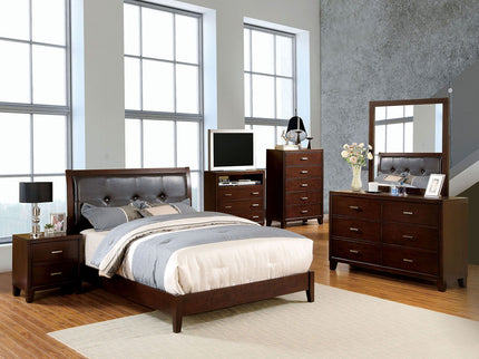 Eastern King Bed With Button Tufted Headboard - Brown