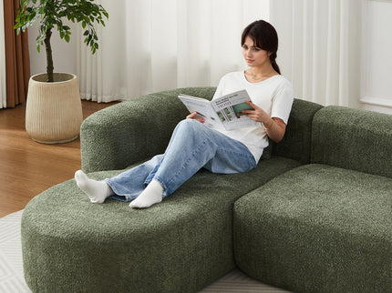 L - Shape Boneless Cloud Couch With 2 Throw Pillows For Living Room