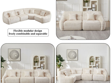 Luxury Curved Corner Sectional Sofa With 4 Pillows