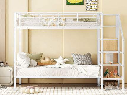Bunk Bed With Lateral Storage Ladder And Wardrobe