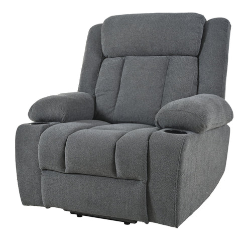 Power Lift Recliner Chair With Extended Footrest, Remote Control, Cup Holders, And Side Pockets