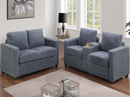Modern Style 2 Piece Sofa Set With Cup Holders & Charging Port