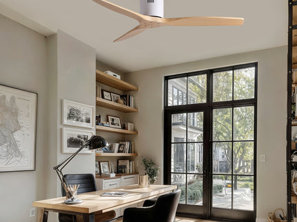 Low Profile Flush Ceiling Fan Without Light - Matte White / White