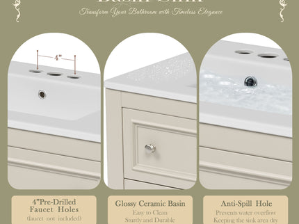 Bathroom Vanity With Medicine Cabinet, Storage Cabinet With 4 Drawers, Adjustable Shelf Mirror