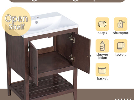 Modern Bathroom Vanity With Sink And Open Shelf