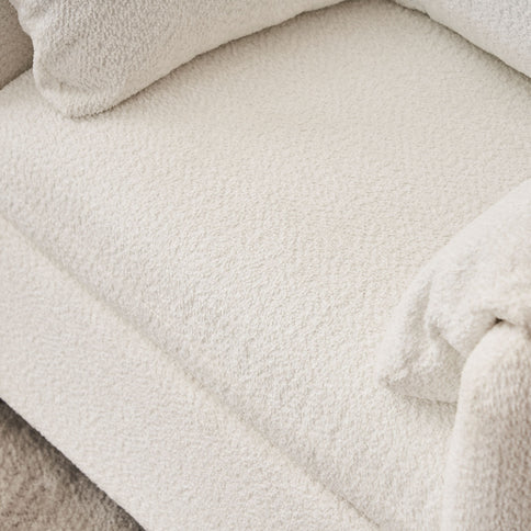 Fixed Modern Accent Chair Single Seater Plush Chenille Lounge Chair With High Resilience Cushion - Ivory White