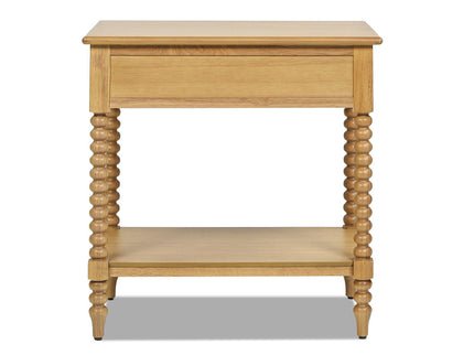 Easton - Modern Farmhouse Turned 1 Drawer Storage Side Table With Shelf - Natural Brown