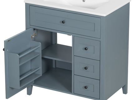 Bathroom Vanity With Sink, 3 Drawers And Adjustable Shelf