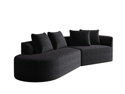 Upholstered Oversized Sectional Sofa, 4 Seater Extra Deep & Wide Seat Curved Cloud Couch With 4 Throw Pillows, Free Combination Living Room - Black