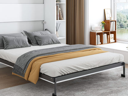 Queen Murphy Bed With Storage Cabinet, Foldable Wall Bed For Bedrooms - White