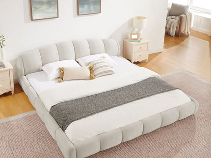 Upholstered Platform Bed Frame, Low Profile Floor Bed, No Box Spring Required