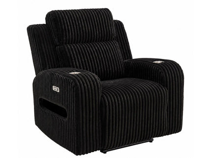Power Recliner With Cup Holders And Ambient LED Lighting - Black