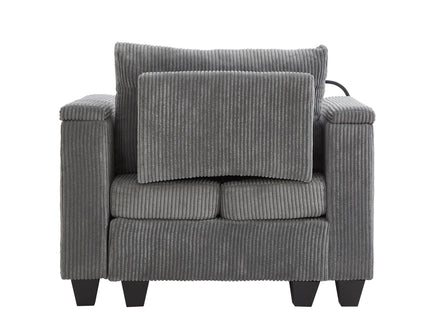 Convertible Chaise Lounge Sofa Chair With USB Ports, Cup Holders, Phone Holder And Storage