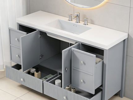Bathroom Vanity With Separate Sink, Soft Close Doors And 4 Drawers