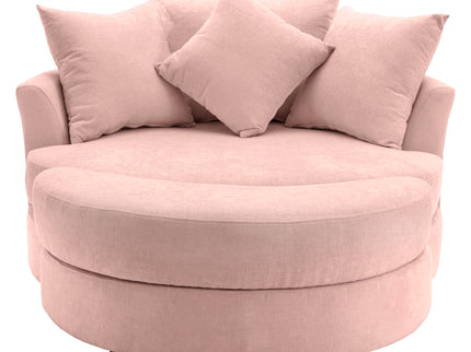 360° Swivel Accent Barrel Chair With Storage Ottoman & 4 Pillows, Modern Leisure Chair Round Accent For Living Room