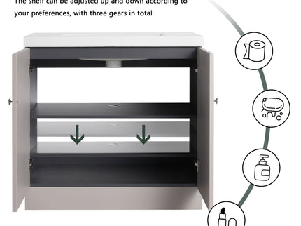 Modern Freestanding Bathroom Vanity With Soft Close Cabinet Doors