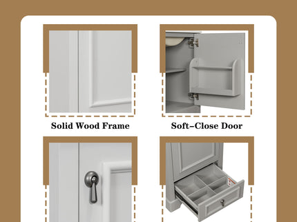 Bathroom Vanity With Sink, Soft Close Door, Adjustable U-Shaped Shelf