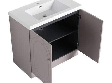 Contemporary Freestanding Bathroom Vanity With Resin Sink & Soft-Close Cabinet Doors