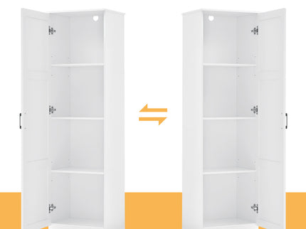 Storage Cabinet With 1 Door And Adjustable Shelf, Rectangle Shape - White