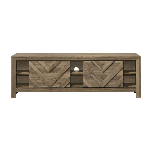 Chevron Patterned Living Room TV Stand - Light Brown
