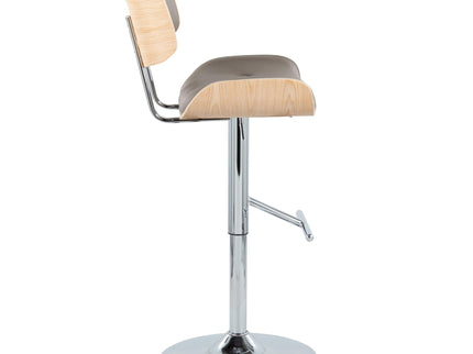 Lombardi - Contemporary Adjustable Barstool With Swivel With Straight T Footrest (Set of 2)