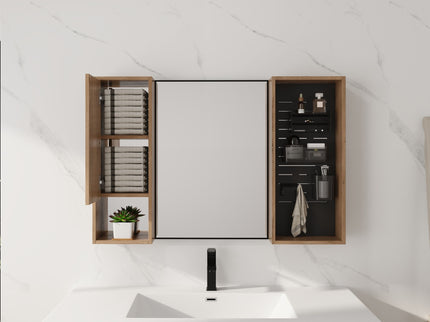 41.3" Wall Mounted Cabinet With Storage, Medicine Cabinet With Door And Adjustable Shelves - Imitative Oak