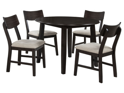 Jackie - 5 Piece Dining Set With Drop Leaf Table And Side Chairs - Dark Coffee