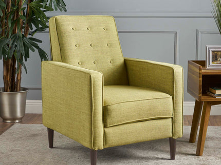 Mid-Century Modern Recliner With Button Tufted Waffle Stitch