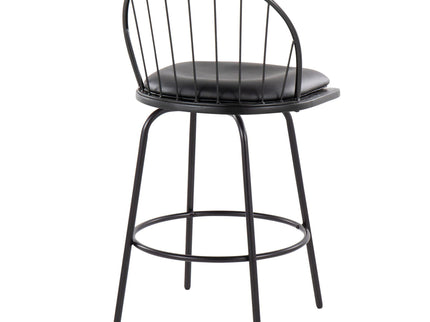 Riley - Claire Farmhouse Fixed Height Counter Stool With Swivel With Round Footrest (Set of 2)