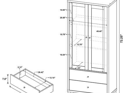 Nestor - 2 Drawer Tall Accent Cabinet With 2 Doors - Rustic