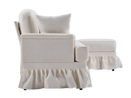 Cloud Sofa With Removable Ruffled Skirt With Ottoman And Flared Arms