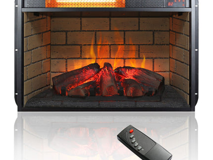 Infrared Quartz Heater Fireplace Insert -Woodlog Version With Brick