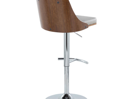 Gianna - Mid Century Modern Adjustable Barstool With Swivel With Rounded T Footrest (Set of 2)