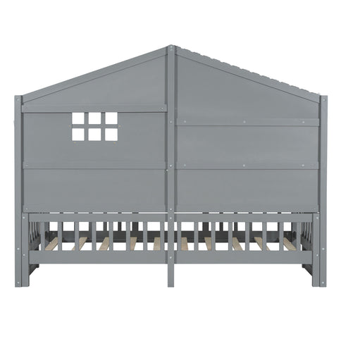 House Bed With Shelves, Window And Sparkling Light Strip On The Roof