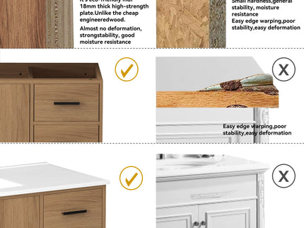 Bathroom Vanity With Abundant Storage 2 Soft Close Doors And 9 Drawers