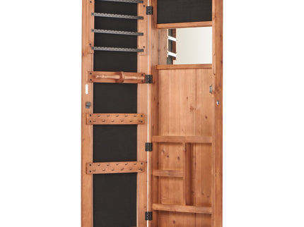 Jewelry Armoire Organizer With Full Length Mirror, Wall Mounted Lockable Cabinet With LED Light
