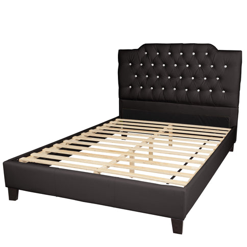 Modern Bed Frame With Tufted Upholstered Headboard