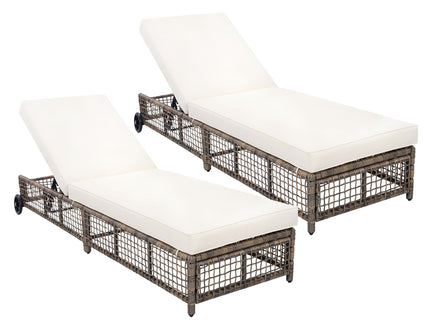 Outdoor Lounge Chair With 5 Position Backrest With Cushion And Wheels