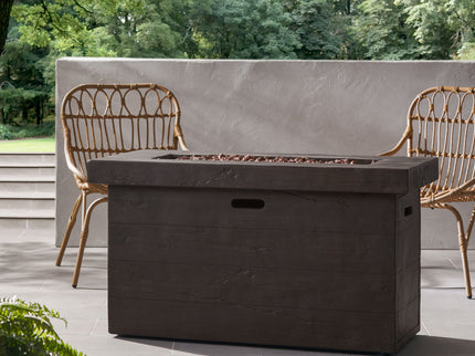 Custer - Rectangular Fire Pit 50, 000 Btu Magnesium Oxide - Brown
