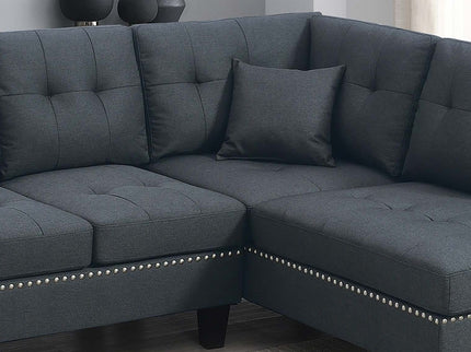 2 Piece Sectional Set With Nailhead Trim, Sofa And Matching Accent Pillows - Charcoal