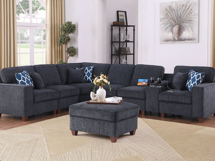 Gina - Sectional Sofa With Ottoman - Black