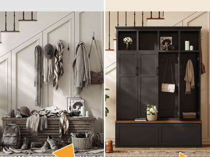 Hall Tree With 4 Hidden Cabinets
