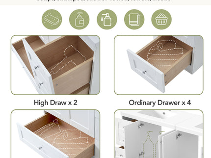 Shaker Free Standing Bathroom Vanity Cabinet & Sink, Soft Close Drawers, Soft Close Doors