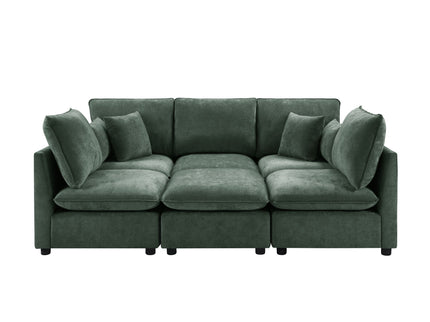 Modern Sectional Sofa U-Shaped With Movable Ottoman Storage Armrests And USB Ports