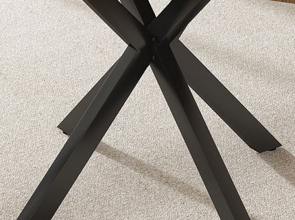 Round Dining Table With Extendable Blades, X Base