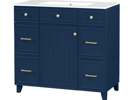 Bathroom Vanity With Ceramic Sink, Soft Close Doors, Adjustable Shelves